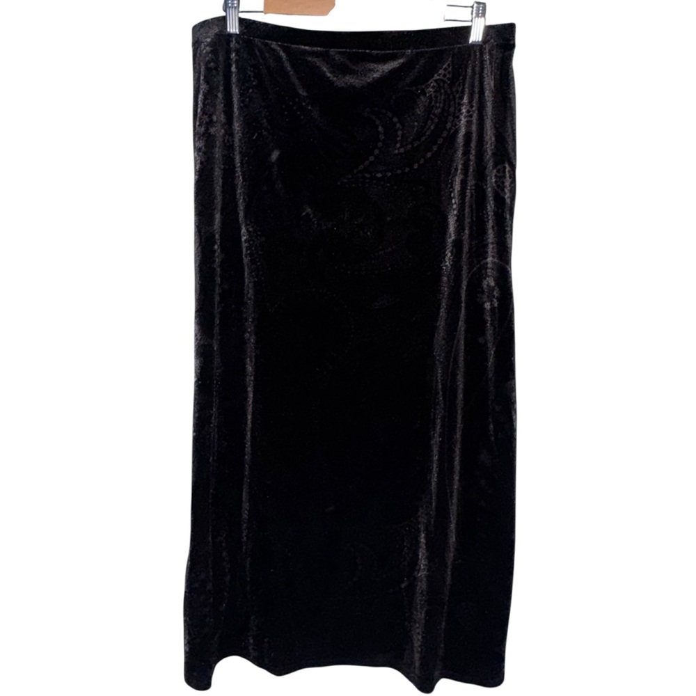 Kathy Lee Collection vintage long black velvet maxi skirt whimsigoth Y2K large - Picture 2 of 7